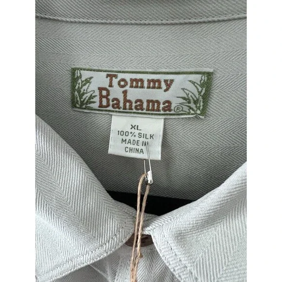 Tommy Bahama Bermuda Silk Shirt Mens XL Tan Button Front Casual Minimalist New - Picture 2 of 9